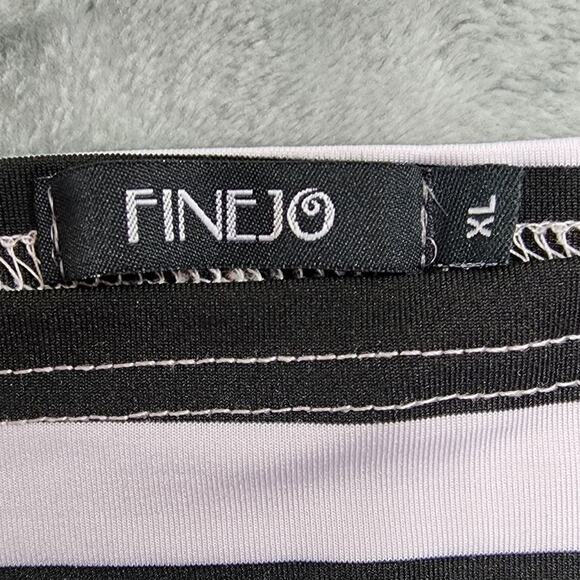 Finejo Dress Womens XL Black White Striped Off Shoulder Square Neck Bodycon - Picture 3 of 10